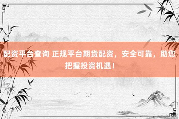 配资平台查询 正规平台期货配资，安全可靠，助您把握投资机遇！