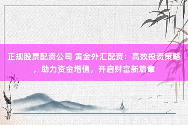 正规股票配资公司 黄金外汇配资：高效投资策略，助力资金增值，开启财富新篇章