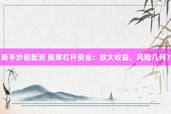 新手炒股配资 股票杠杆资金：放大收益，风险几何？