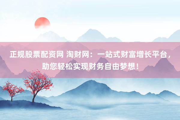 正规股票配资网 淘财网：一站式财富增长平台，助您轻松实现财务自由梦想！