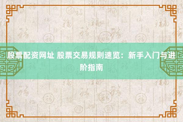 股票配资网址 股票交易规则速览：新手入门与进阶指南