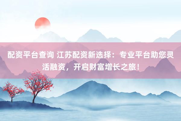 配资平台查询 江苏配资新选择：专业平台助您灵活融资，开启财富增长之旅！