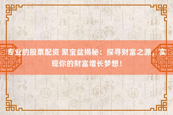 专业的股票配资 聚宝盆揭秘：探寻财富之源，实现你的财富增长梦想！