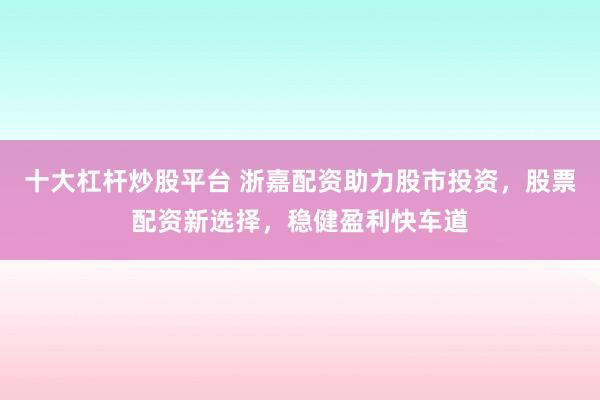 十大杠杆炒股平台 浙嘉配资助力股市投资，股票配资新选择，稳健盈利快车道