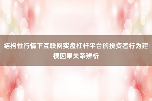 结构性行情下互联网实盘杠杆平台的投资者行为建模因果关系辨析