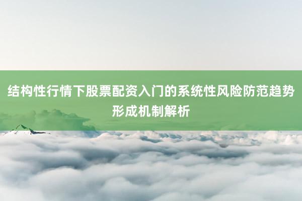 结构性行情下股票配资入门的系统性风险防范趋势形成机制解析