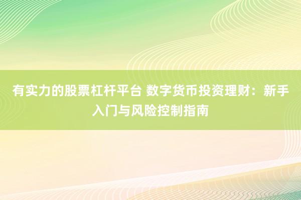 有实力的股票杠杆平台 数字货币投资理财:新手入门与风险控制指南