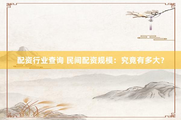 配资行业查询 民间配资规模:究竟有多大?