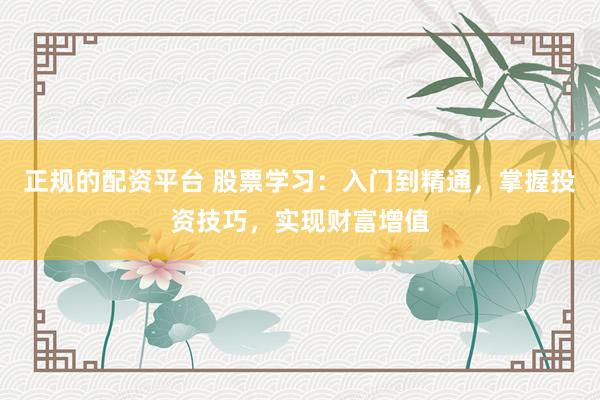 正规的配资平台 股票学习:入门到精通,掌握投资技巧,实现财富增值