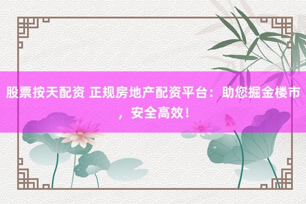 股票按天配资 正规房地产配资平台：助您掘金楼市，安全高效！