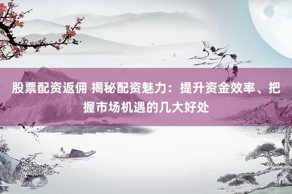 股票配资返佣 揭秘配资魅力：提升资金效率、把握市场机遇的几大好处